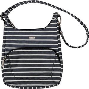 Travelon Black and Gray Striped Women's Anti-Theft Messenger Bag, RFID Blocking